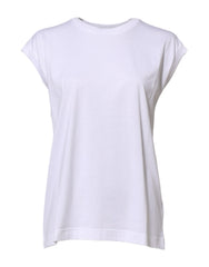 White Cotton Sleeveless Women Tank T-Shirt
