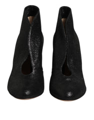 Women's Metallic Leather Stiletto Black