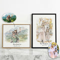Foto personalizada en acuarela enmarcada en lienzo con fecha y texto Decoración para el hogar Envío desde EE.UU. San Valentín Regalo de aniversario para parejas de recién casados