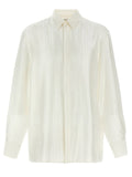Saint Laurent Striped Satin Piqué Shirt — Ivory
