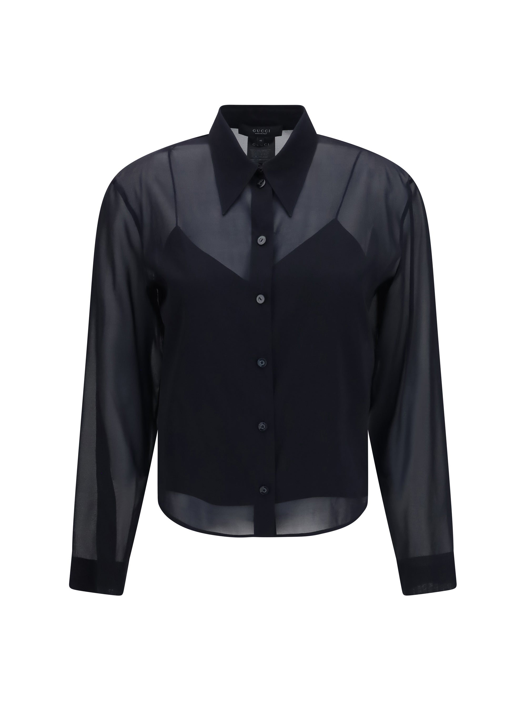 Gucci Stretch Silk Chiffon Shirt — Black