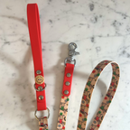 Handmade Dog Leash - Christmas Dachshunds - Red