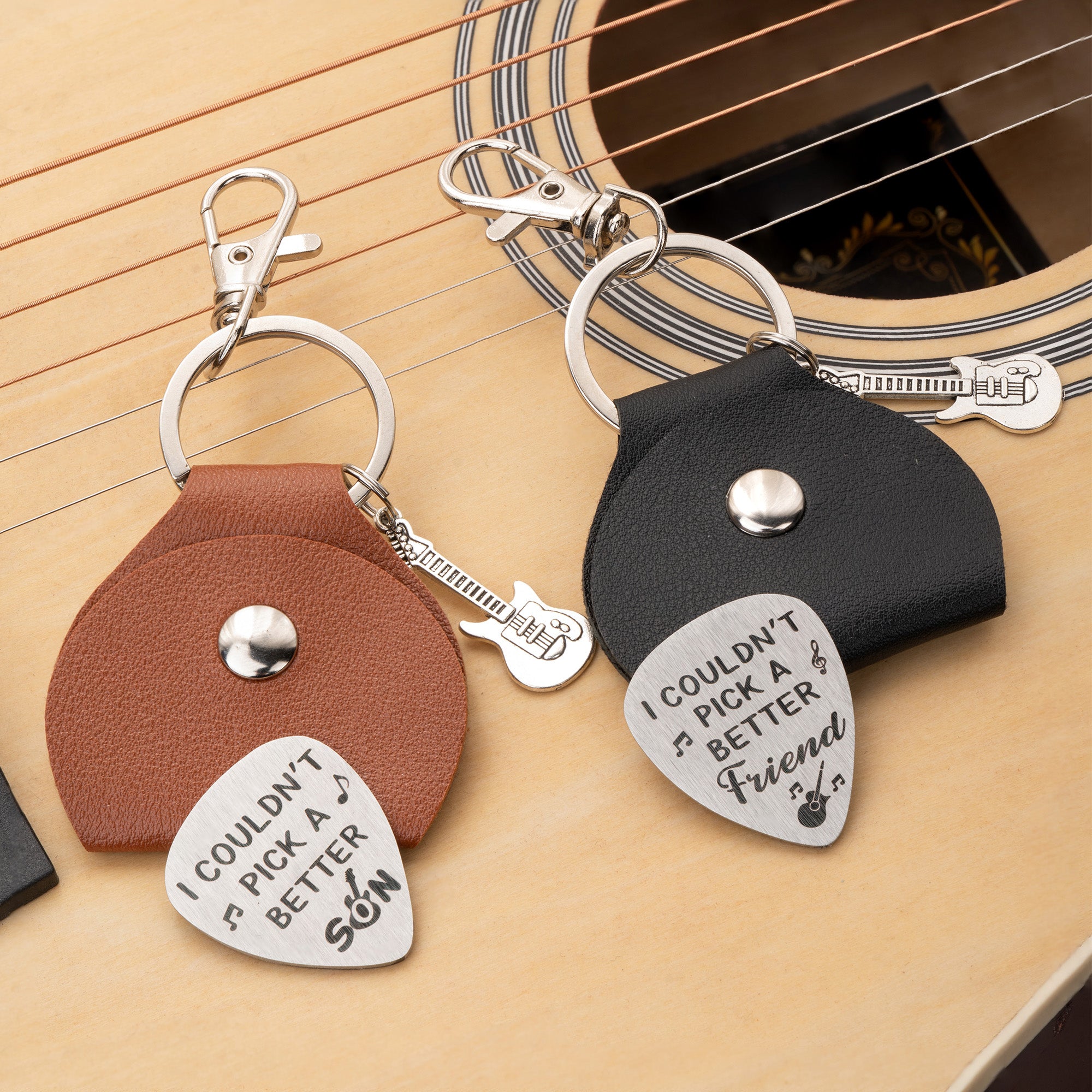 Llavero Personalizado Grabado I Couldn't Pick A Better Guitar Keychain with Text and Pouch Birthday Anniversary Gift for Boyfriend Father