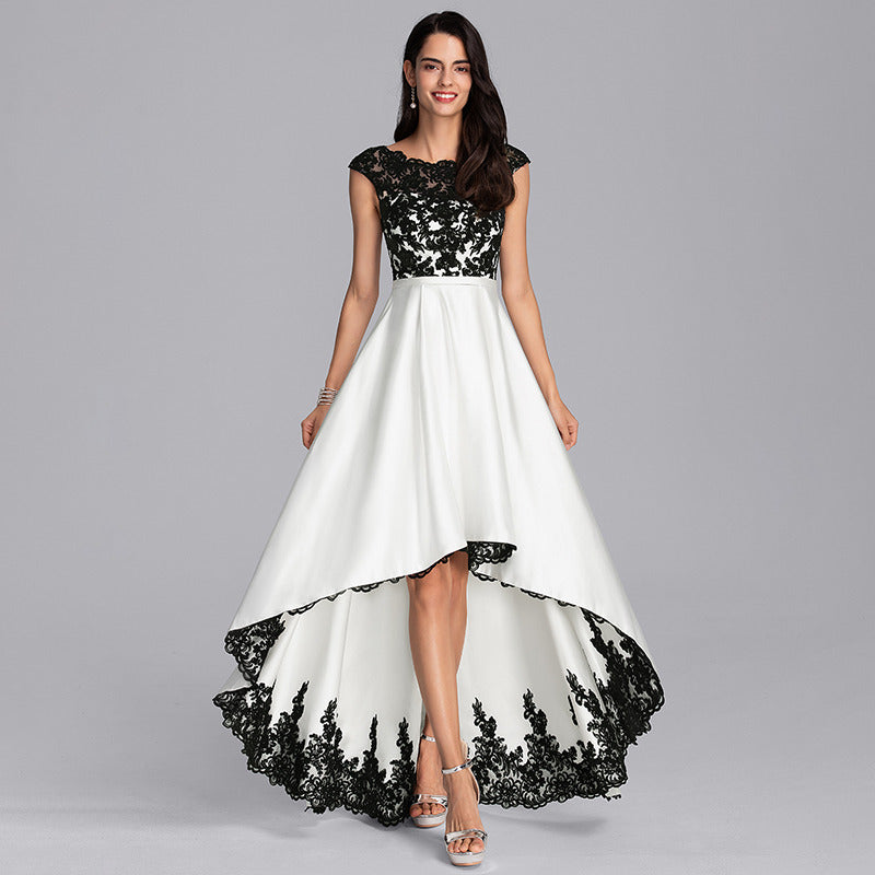 Bridal Wedding Dress Ivory Cap Sleeve Asymmetrical A-line