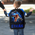 Mochila multicolor de dinosaurio de dibujos animados en 3D personalizada con nombre Regalo de cumpleaños de vuelta al cole para niños estudiantes