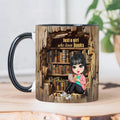 Personalizada de dibujos animados de lectura de caracteres 11 oz taza de café de cerámica con nombre de decoración del hogar regalo de cumpleaños para los amantes del libro de las mujeres