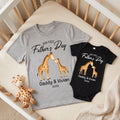 Personalizado Nuestro Primer Padre Animal Patrón 100% Algodón Camiseta Bebé Body a Juego con Nombres Día del Padre Regalo para Papá Bebé