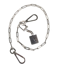 Men's Silver Tone Metal Chain Dg Charm Belt Keychain Zamak Real Brass