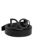 Men's Black Leather Classic Metal Dg Buckle Belt Caimano