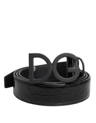 Men's Black Leather Classic Metal Dg Buckle Belt Caimano