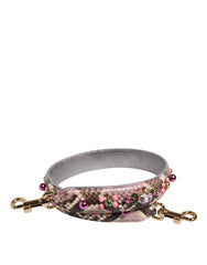 Women's Multicolor Embellished Handbag Shoulder Strap Python Leather Bag