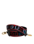 Black Cotton Printed Women Bag Accessory Shoulder Strap Calf Lamb