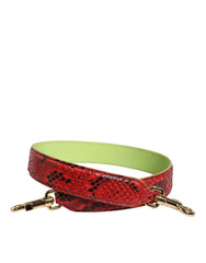 Women's Red Exotic Leather Handbag Accessory Shoulder Strap Python Calf Bag