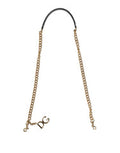 Women's Brown Leopard Gold Brass Chain Accessory Shoulder Strap Calf Leather Real Bag