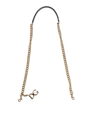 Women's Brown Leopard Gold Brass Chain Accessory Shoulder Strap Calf Leather Real Bag