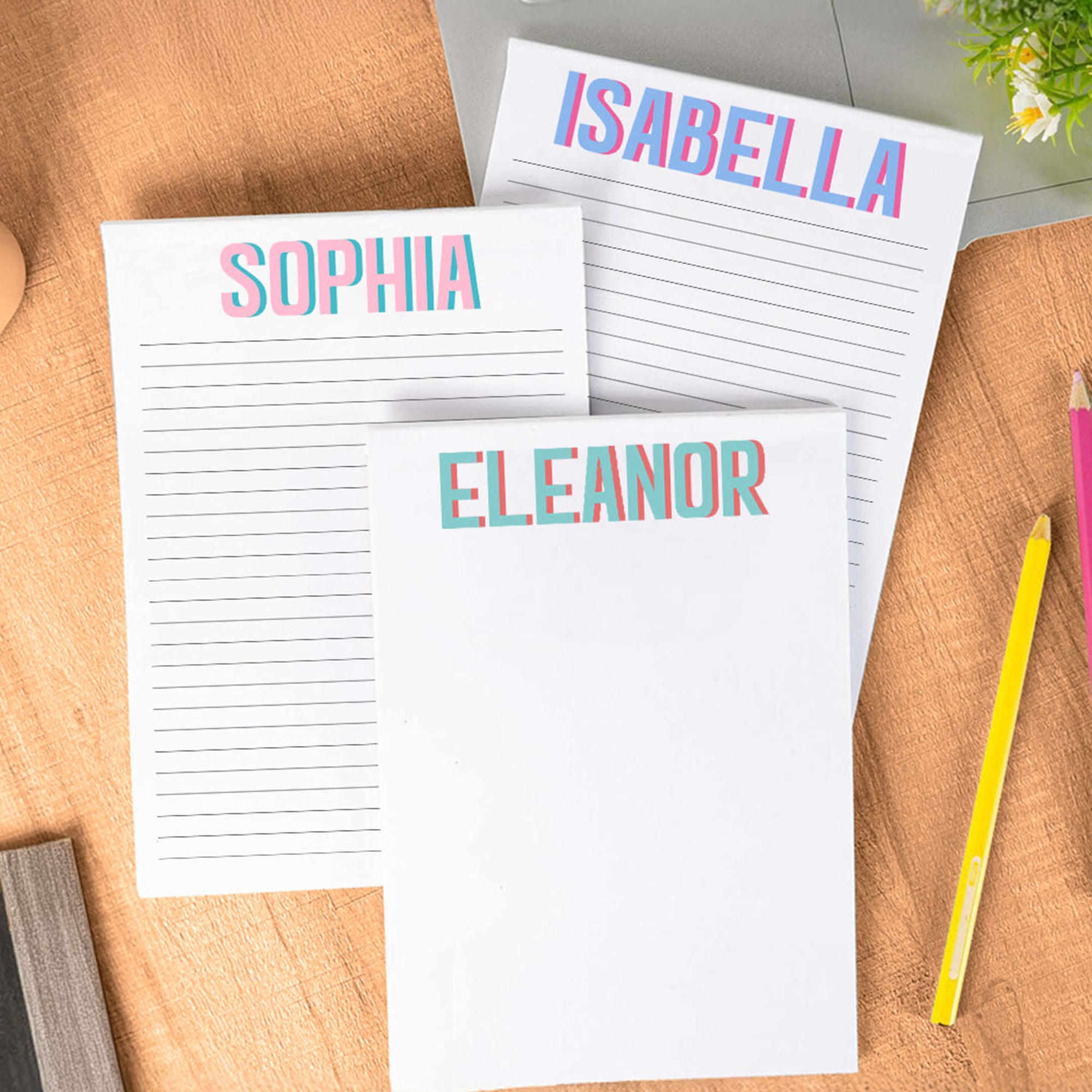 Bloc de notas personalizado con monograma en sombra multicolor con 40/80 páginas Regalo de agradecimiento por la vuelta al cole para estudiantes Colegas