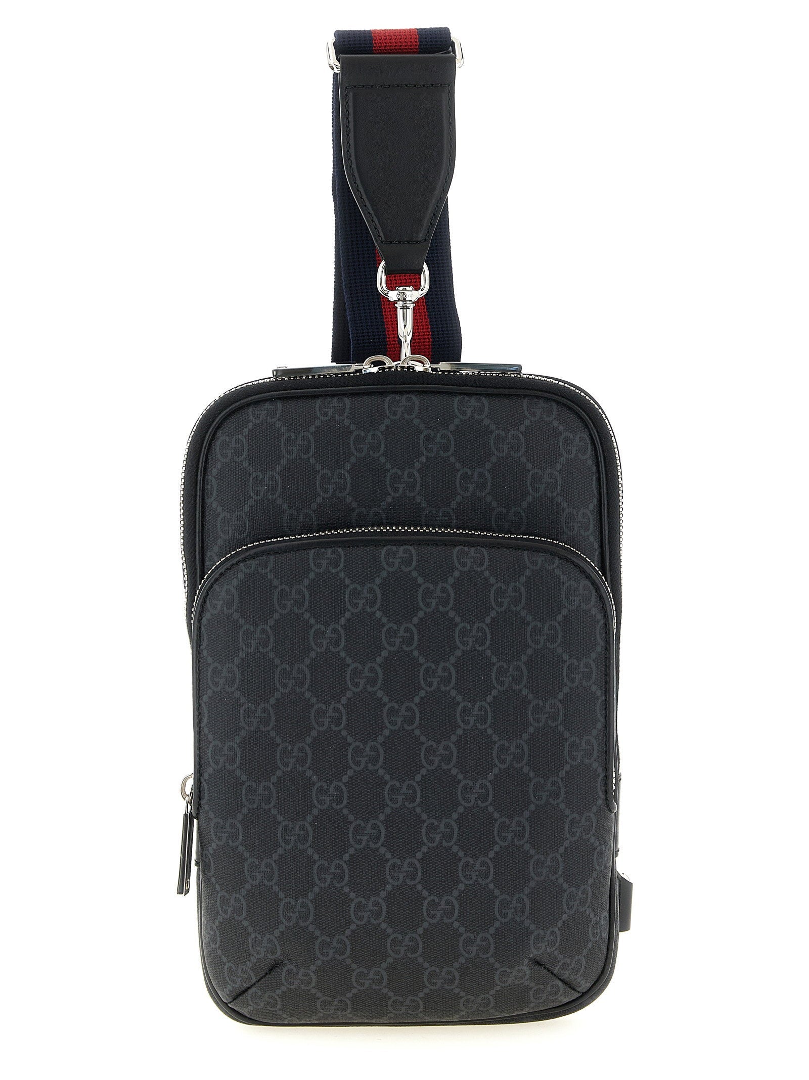 Gucci Monogram Canvas Crossbody Bag — Black