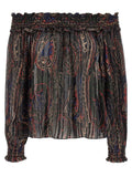 Saint Laurent Paisley Print Silk-Lurex Blouse — Black