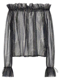 Saint Laurent Lurex Paisley Silk Crêpon Blouse — Black