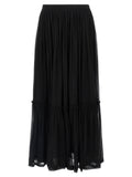 Saint Laurent Pleated Silk Skirt — Black