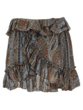 Saint Laurent Ruffled Silk Mini Skirt — bronze