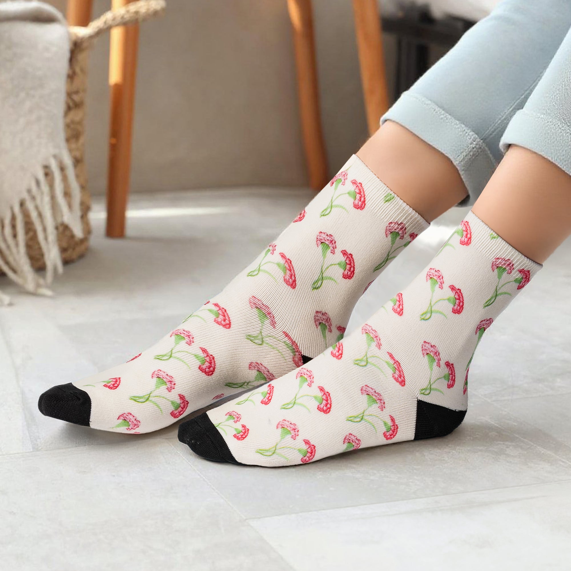 Personalizado Nacimiento Flor Suave transpirable tobillo mediados de la mitad Calcetines Cumpleaños Regalo de Navidad para los amigos de la familia