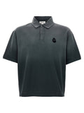 Alexander McQueen Inverted Velvet Skull Logo Polo — Charcoal