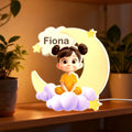 Personaje de dibujos animados personalizado Luna LED Luz de Noche con Nombre Decoración de Guardería Cumpleaños Baby Shower Regalo para Bebés Niños Pequeños