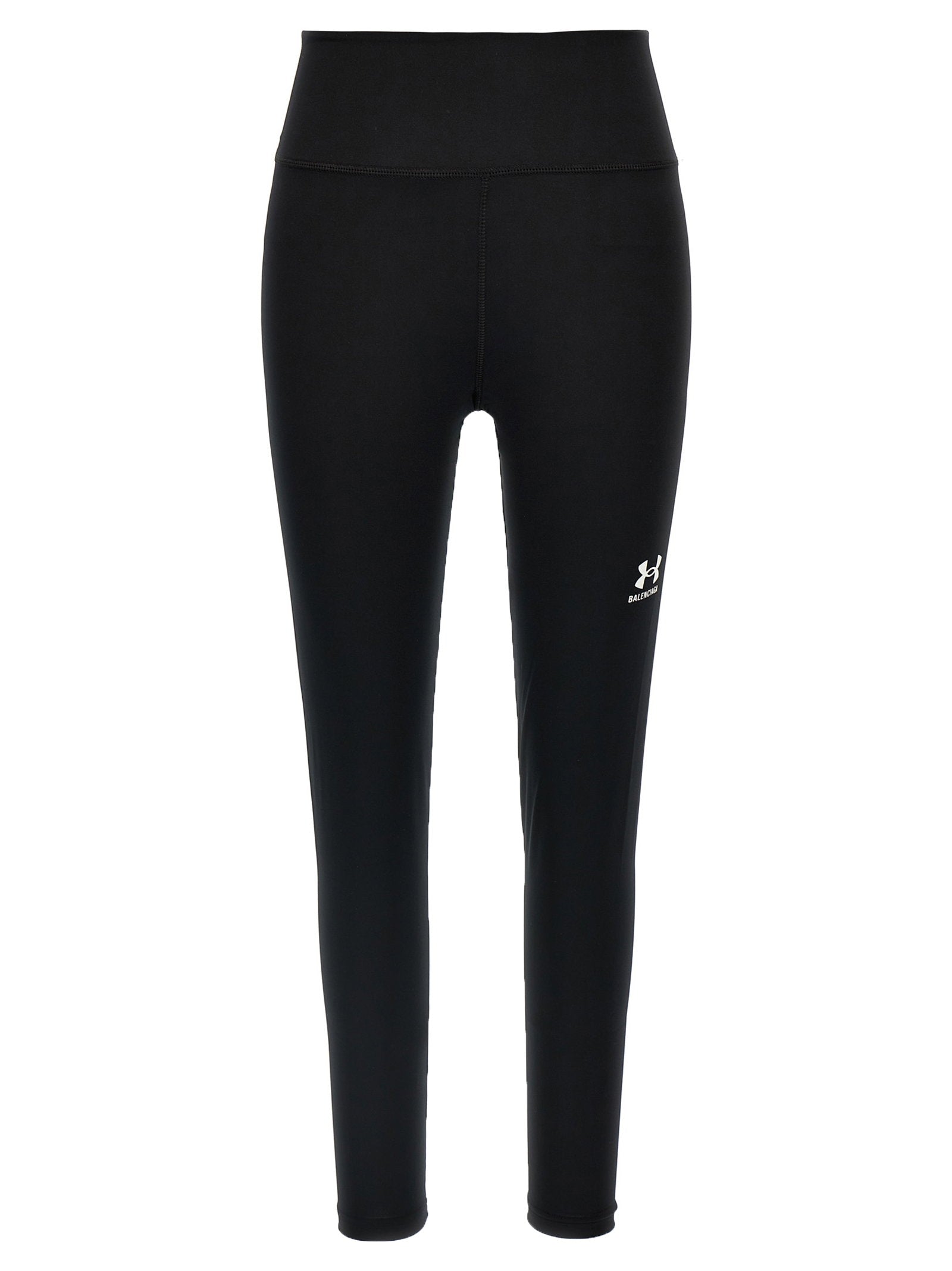 Balenciaga Logo-Print Spandex Leggings — Black