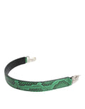 Women's Black Green Exotic Leather Bag Shoulder Strap And Python