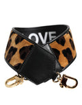 Women's Black Leopard Print Reversible Bag Shoulder Strap And Brown Cotton