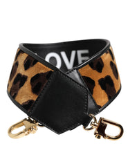 Women's Black Leopard Print Reversible Bag Shoulder Strap And Brown Cotton