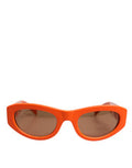 Women's Gla1361 Oval Frame Rubber Sunglasses Orange Acetate