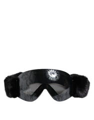 Women's Black Bi0759 Lace Mirrored Ski Goggles Mask Sunglasses Acetate