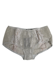 Women's Gray Cotton Floral Lace High Waist Panty Underwear Nylon Elastane Clothing