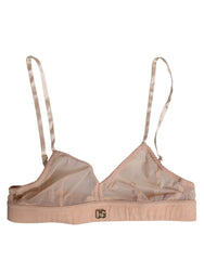 Women's Powder Pink Nylon Dg Logo Non Wire Bra Underwear Elastane Clothing