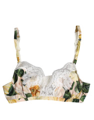 Women's Multicolor Floral Print Non Wire Bra Underwear Silk Cotton Elastane Nylon Clothing