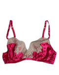 Women's Magenta Floral Lace Silk Non Wire Bra Underwear Fuchsia Elastane Clothing