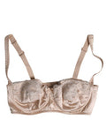 Women's Biege Silk Underwired Balconette Bra Underwear Beige Elastane Clothing