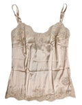 Women's Beige Lace Silk Satin Tank Lingerie Underwear Cotton Elastane Nylon Clothing