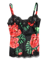 Women's Multicolor Floral Silk Tank Lingerie Underwear Cotton Elastane Nylon Clothing