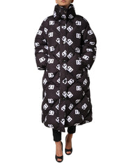 Women's Black Dg Mania Puffer Quilted Long Coat Jacket Polyester Clothing