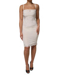 Women's White Full Slip Dg Logo Silk Dress Sleepwear Cotton Nylon Elastane