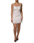 Women's White Lace Dg Logo Silk Dress Sleepwear Cotton Nylon Elastane