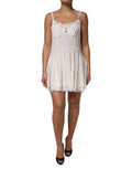 Women's White Lace Gold Dg Logo Silk Dress Sleepwear Cotton Nylon Elastane