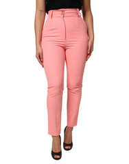 Women's Pink High Waist Dress Tapered Pants Polyester Viscose Elastane