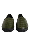 Men's Green Exotic Leather Espadrilles Slip On Shoes