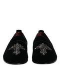 Men's Crystal-Embellished Velvet Loafer Black Glass Goatskin