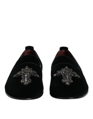 Men's Crystal-Embellished Velvet Loafer Black Glass Goatskin