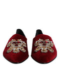 Men's Crystal-Embellished Velvet Loafer Red Cotton Goatskin